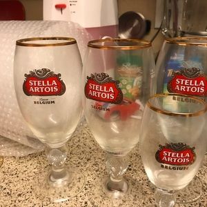 Stella Artois glasses and mini glasses
